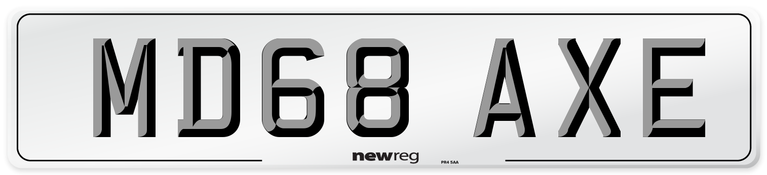 MD68 AXE Number Plate from New Reg